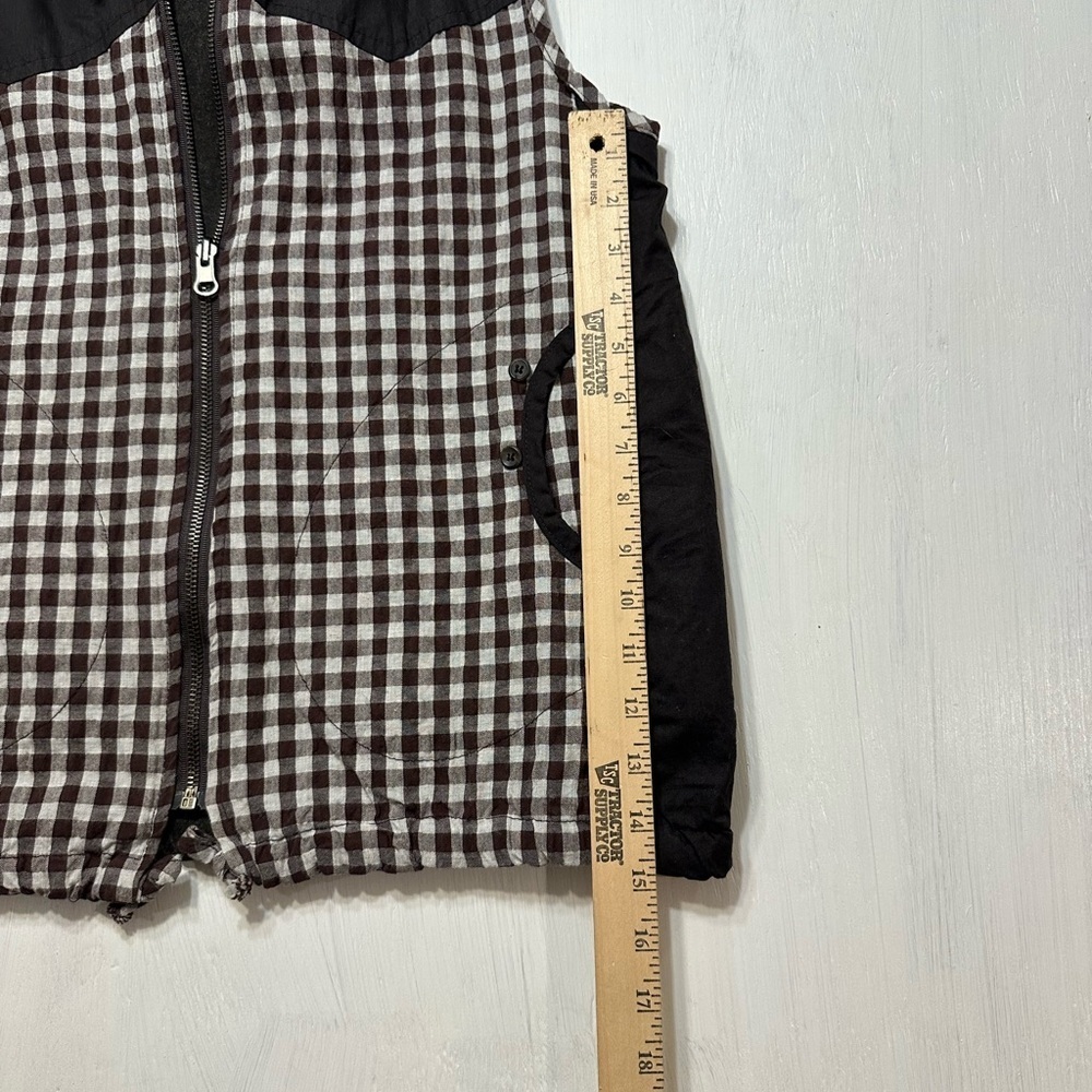 Vintage Japanese Bally Gingham Hooded Vest Brown White Check Cotton Women’s M/L - Picture 5 of 10